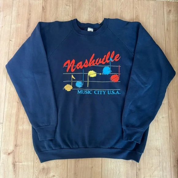 Vintage Nashville Music City USA Crewneck Sweatshirt - Picture 1 of 4
